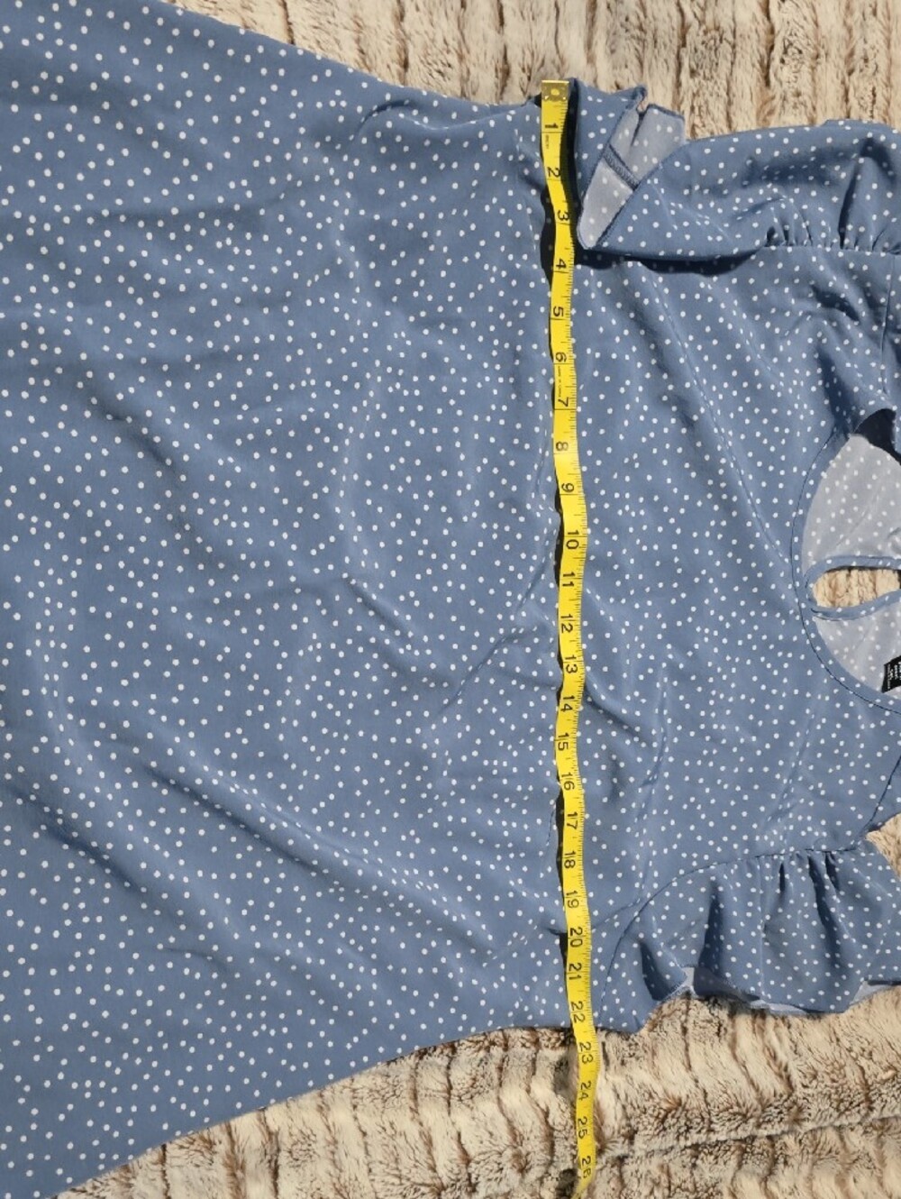 SHEIN Light Blue Polka Dot Crewneck Top - Picture 5 of 6